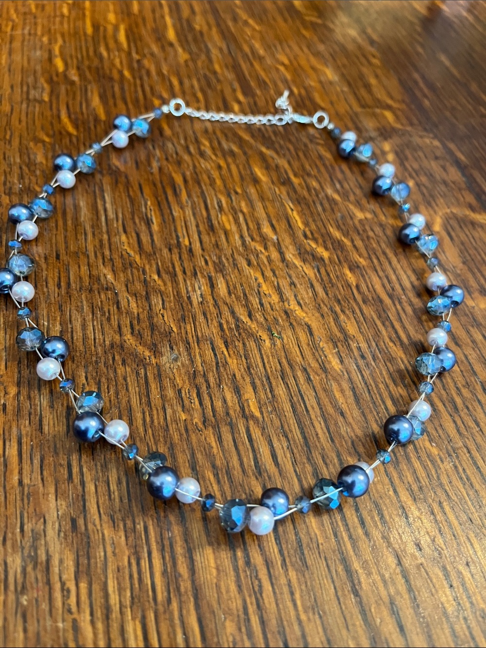 Blue Pearl and Crystal Strand Necklace - Women's Jewelry